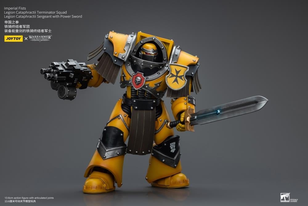 Warhammer: The Horus Heresy Imperial Fists Legion Cataphractii Terminator Squad Legion Cataphractii Sergeant with Power Sword 1/18 Scale Action Figure Gallery Image 11