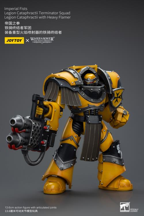 Warhammer: The Horus Heresy Imperial Fists Legion Cataphractii Terminator Squad Legion Cataphractii with Heavy Flamer 1/18 Scale Action Figure Gallery Image 8