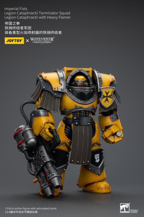 Warhammer: The Horus Heresy Imperial Fists Legion Cataphractii Terminator Squad Legion Cataphractii with Heavy Flamer 1/18 Scale Action Figure Gallery Image 5