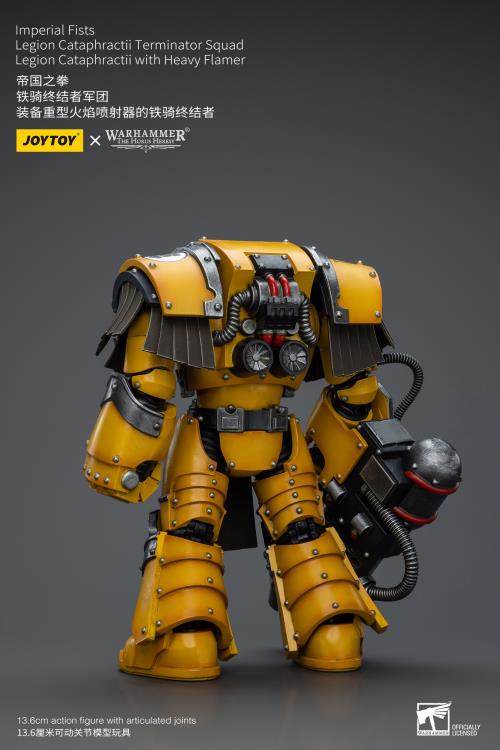 Warhammer: The Horus Heresy Imperial Fists Legion Cataphractii Terminator Squad Legion Cataphractii with Heavy Flamer 1/18 Scale Action Figure Gallery Image 6
