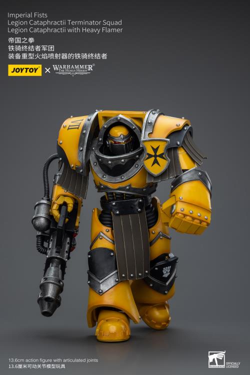 Warhammer: The Horus Heresy Imperial Fists Legion Cataphractii Terminator Squad Legion Cataphractii with Heavy Flamer 1/18 Scale Action Figure Gallery Image 9