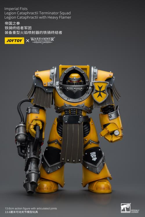 Warhammer: The Horus Heresy Imperial Fists Legion Cataphractii Terminator Squad Legion Cataphractii with Heavy Flamer 1/18 Scale Action Figure Gallery Image 4