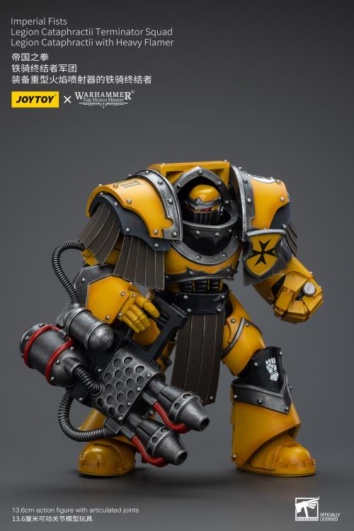Warhammer: The Horus Heresy Imperial Fists Legion Cataphractii Terminator Squad Legion Cataphractii with Heavy Flamer 1/18 Scale Action Figure Gallery Image 7