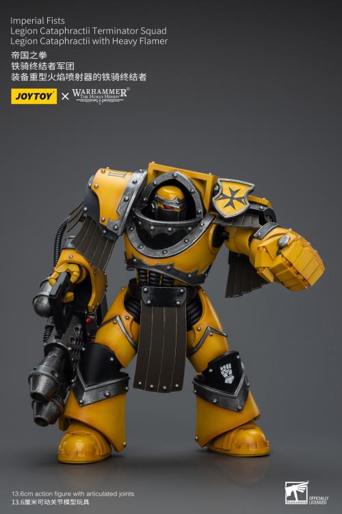 Warhammer: The Horus Heresy Imperial Fists Legion Cataphractii Terminator Squad Legion Cataphractii with Heavy Flamer 1/18 Scale Action Figure Gallery Image 10