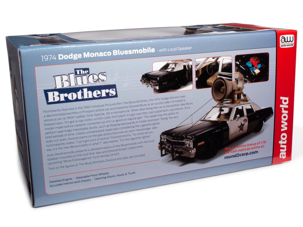 The Blues Brothers 1974 Dodge Monaco Bluesmobile with Loudspeaker 1/18 Scale Die-Cast Car Gallery Image 16