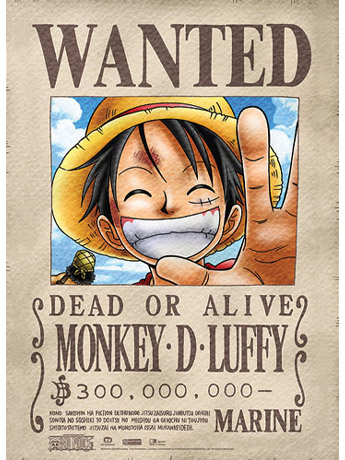 One Piece Luffy Wanted Wall Scroll Gallery Image 2