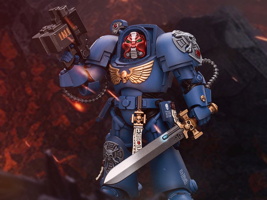 Warhammer 40K Ultramarines Terminator Squad Sergeant with Power Sword and Teleport Homer 1/18 Scale Action Figure Gallery Image 1