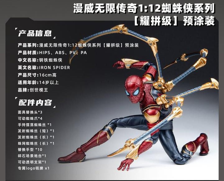Marvel The Infinity Saga Iron Spider 1/12 Scale Model Kit Gallery Image 12