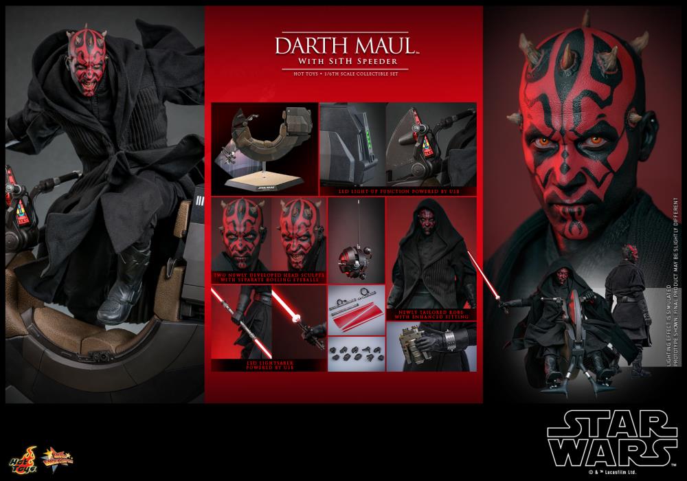 Star Wars: The Phantom Menace MMS749 Darth Maul With Sith Speeder 1/6th Scale Collectible Figure Set Gallery Image 24