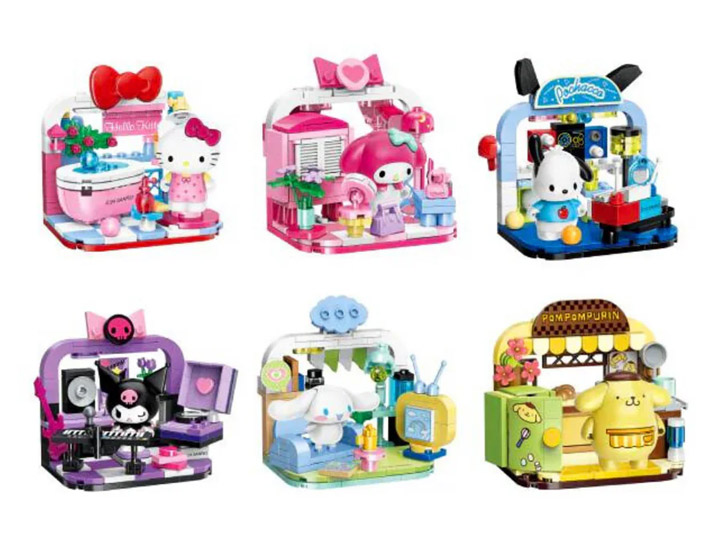 Sanrio Have Fun at Home Building Block Set of 6 Displays Gallery Image 1