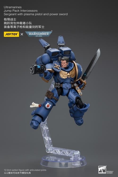 Warhammer 40K Ultramarines Jump Pack Intercessors Sergeant with Plasma Pistol and Power Sword 1/18 Scale Action Figure Gallery Image 5