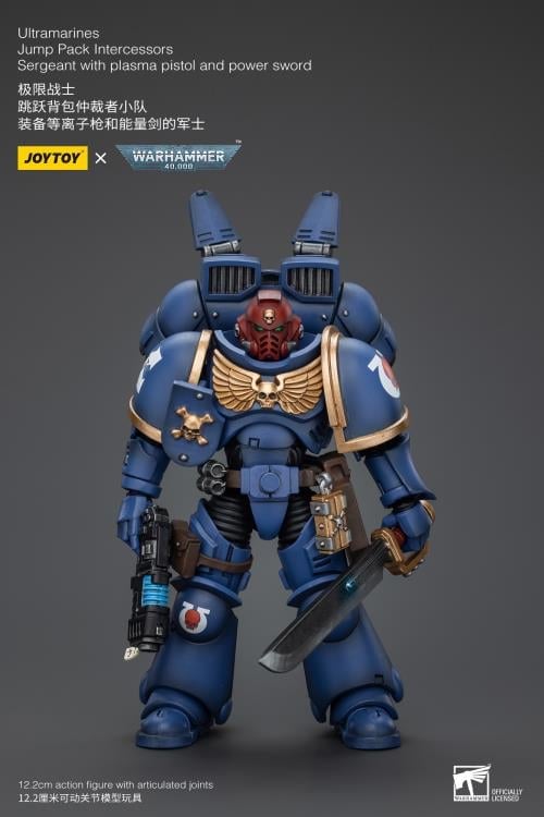 Warhammer 40K Ultramarines Jump Pack Intercessors Sergeant with Plasma Pistol and Power Sword 1/18 Scale Action Figure Gallery Image 7