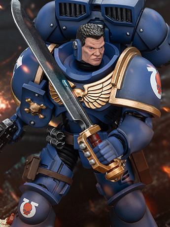 Warhammer 40K Ultramarines Jump Pack Intercessors Sergeant with Plasma Pistol and Power Sword 1/18 Scale Action Figure Gallery Image 2