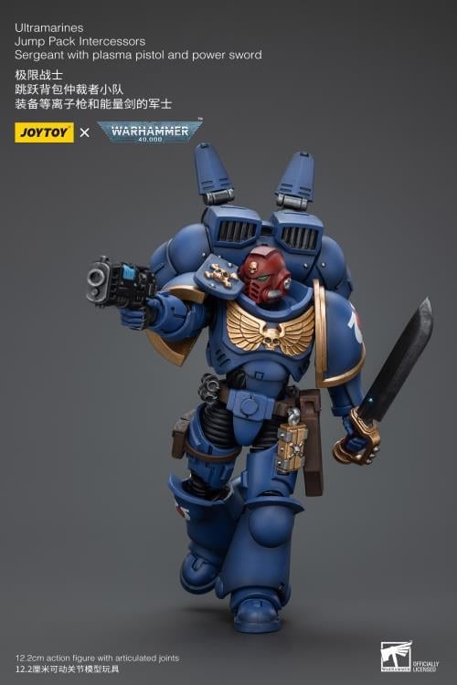 Warhammer 40K Ultramarines Jump Pack Intercessors Sergeant with Plasma Pistol and Power Sword 1/18 Scale Action Figure Gallery Image 6