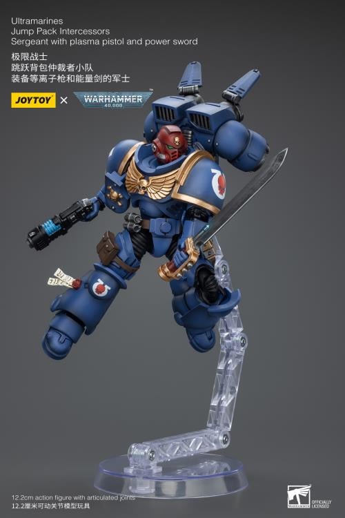 Warhammer 40K Ultramarines Jump Pack Intercessors Sergeant with Plasma Pistol and Power Sword 1/18 Scale Action Figure Gallery Image 11