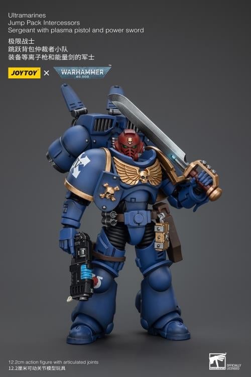 Warhammer 40K Ultramarines Jump Pack Intercessors Sergeant with Plasma Pistol and Power Sword 1/18 Scale Action Figure Gallery Image 8