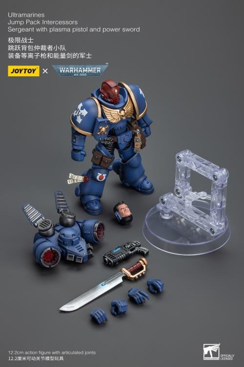 Warhammer 40K Ultramarines Jump Pack Intercessors Sergeant with Plasma Pistol and Power Sword 1/18 Scale Action Figure Gallery Image 12
