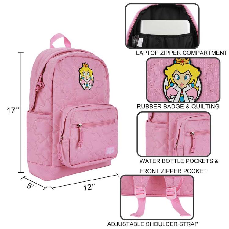 Super Mario Bros Princess Peach Quilted Backpack Gallery Image 11