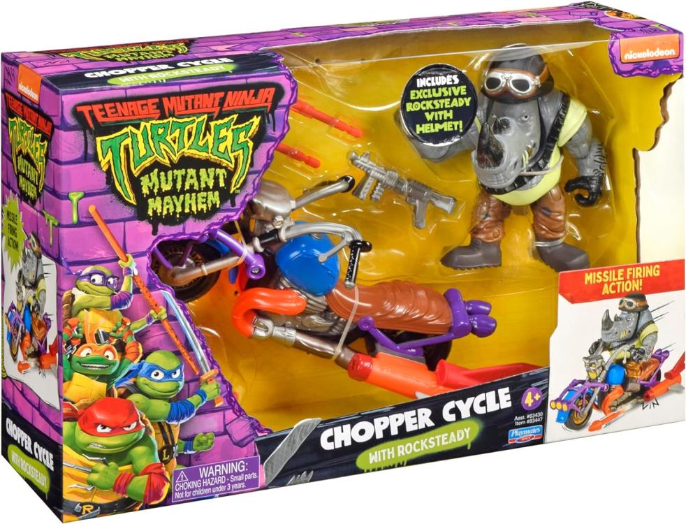 Teenage Mutant Ninja Turtles: Mutant Mayhem Chopper Cycle with Rocksteady Vehicle Set Gallery Image 8