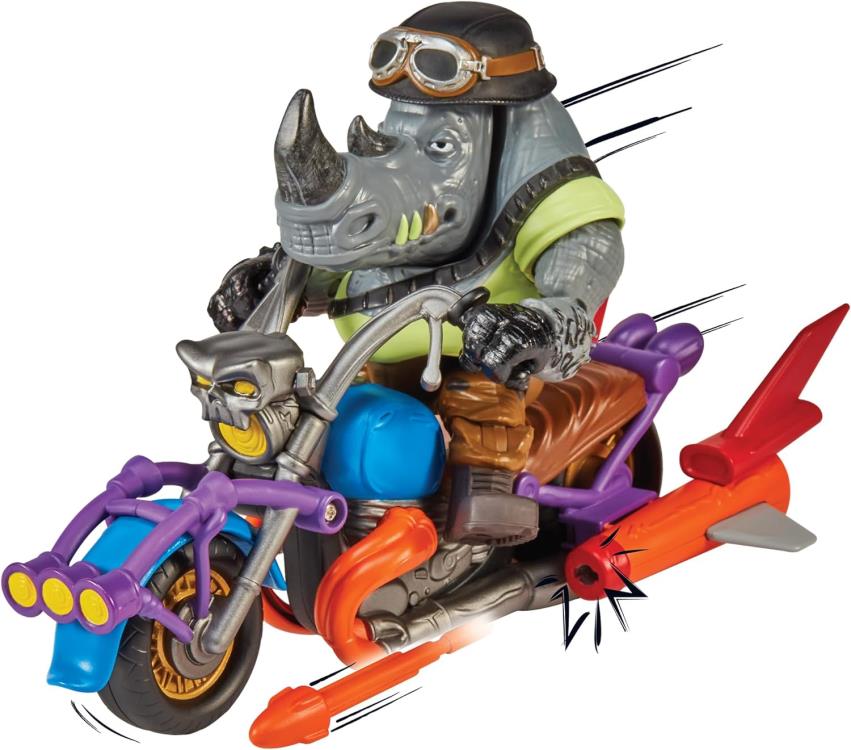Teenage Mutant Ninja Turtles: Mutant Mayhem Chopper Cycle with Rocksteady Vehicle Set Gallery Image 3