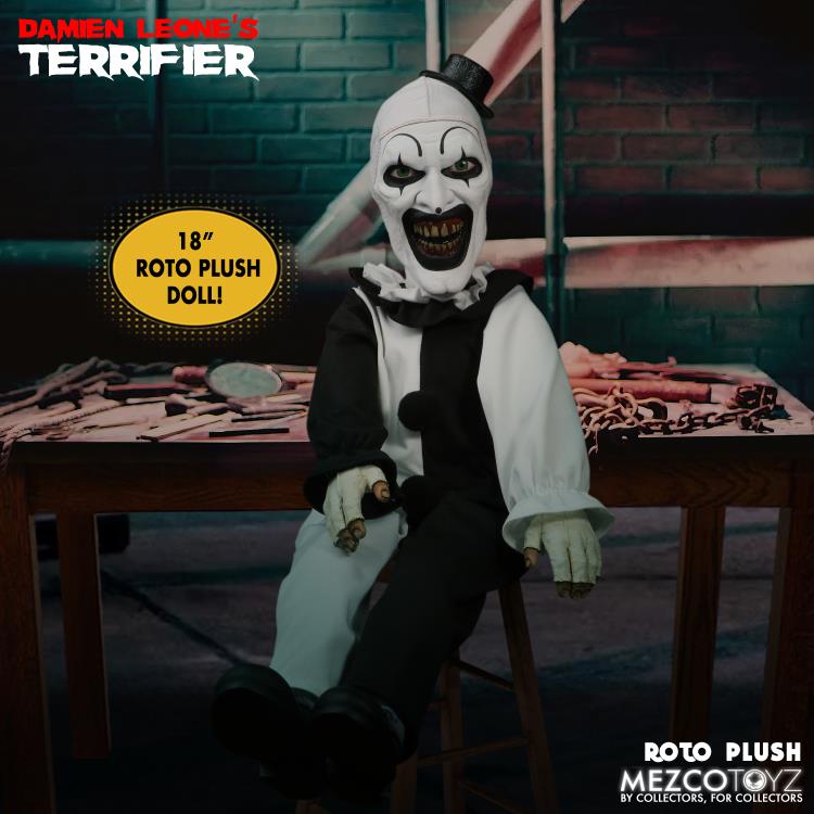 Terrifier Mezco Designer Series Art the Clown Roto Plush Doll Gallery Image 3
