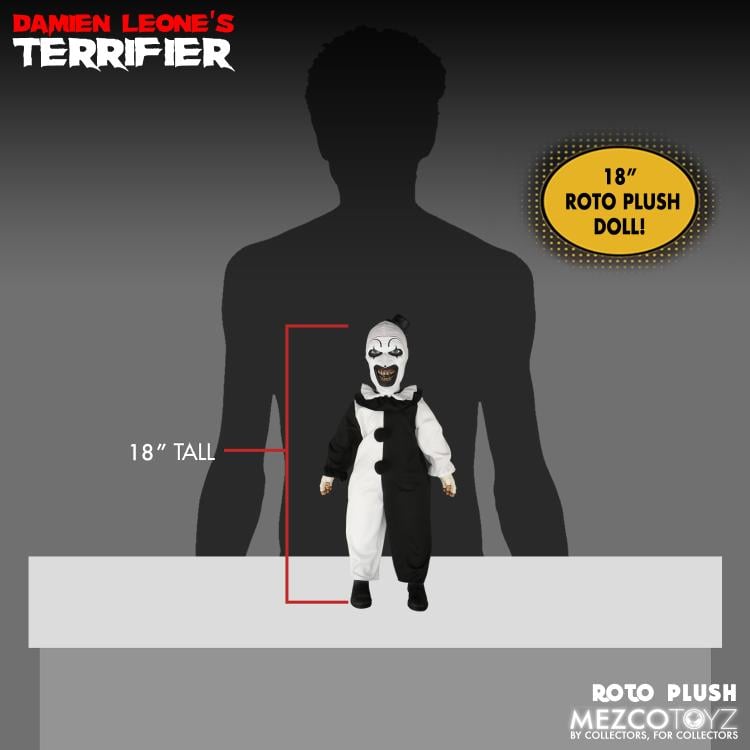 Terrifier Mezco Designer Series Art the Clown Roto Plush Doll Gallery Image 9