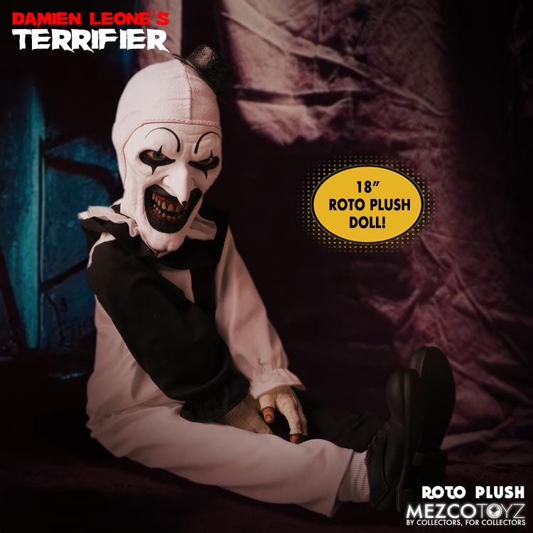Terrifier Mezco Designer Series Art the Clown Roto Plush Doll Gallery Image 6