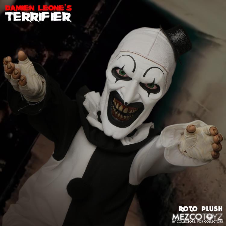 Terrifier Mezco Designer Series Art the Clown Roto Plush Doll Gallery Image 4