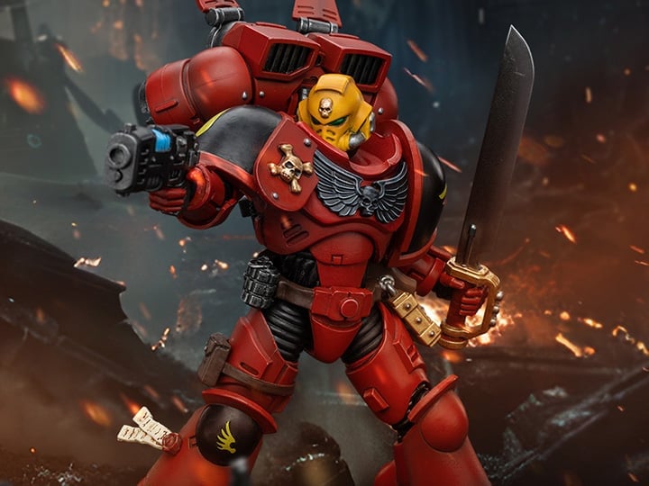 Warhammer 40K Blood Angels Jump Pack Intercessors Sergeant with Plasma Pistol 1/18 Scale Action Figure Gallery Image 1