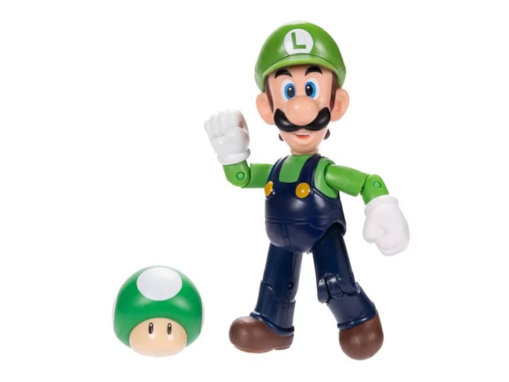 World of Nintendo Luigi with 1-Up Mushroom 4-Inch Scale Figure Gallery Image 1