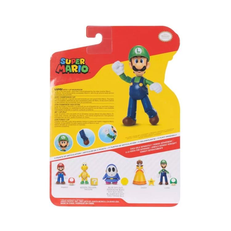 World of Nintendo Luigi with 1-Up Mushroom 4-Inch Scale Figure Gallery Image 5