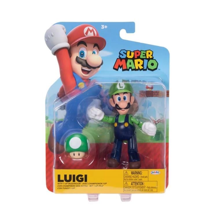 World of Nintendo Luigi with 1-Up Mushroom 4-Inch Scale Figure Gallery Image 4
