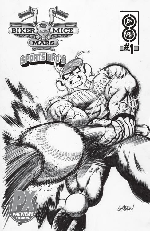 Biker Mice from Mars Sports Bros Home-Run Throttle (Black & White Ver.) PX Previews Exclusive Limited Edition Action Figure Gallery Image 5