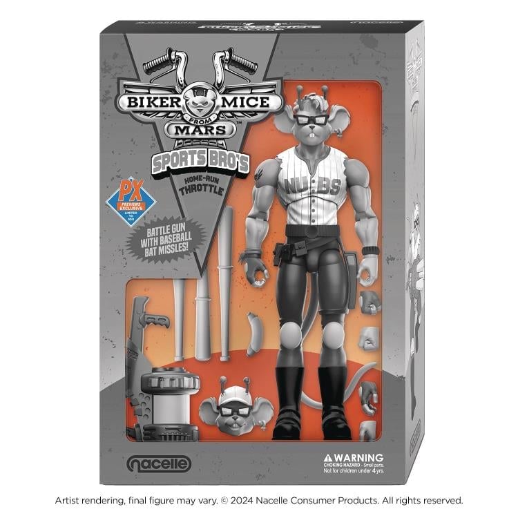 Biker Mice from Mars Sports Bros Home-Run Throttle (Black & White Ver.) PX Previews Exclusive Limited Edition Action Figure Gallery Image 4