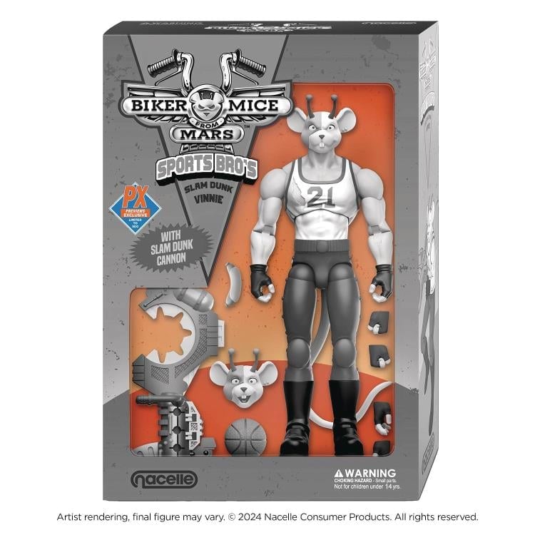 Biker Mice from Mars Sports Bros Slam Dunk Vinnie (Black & White Ver.) PX Previews Exclusive Limited Edition Action Figure Gallery Image 4