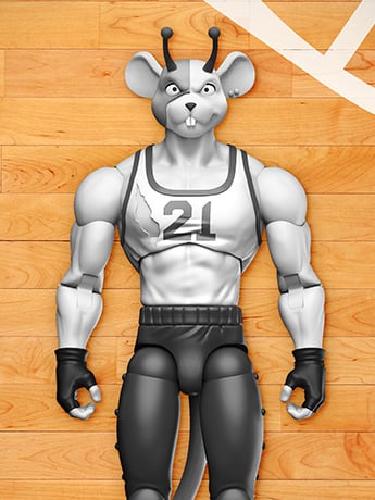Biker Mice from Mars Sports Bros Slam Dunk Vinnie (Black & White Ver.) PX Previews Exclusive Limited Edition Action Figure Gallery Image 2