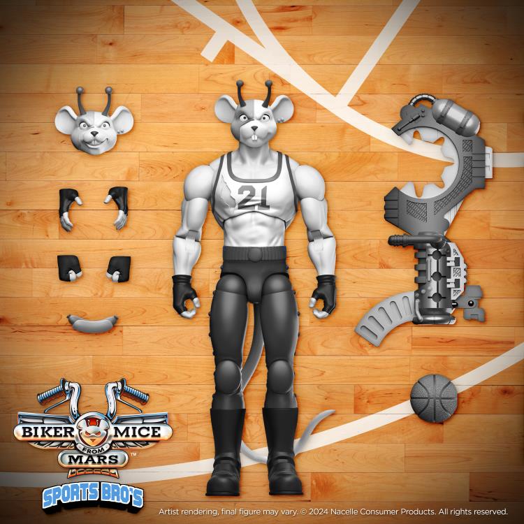 Biker Mice from Mars Sports Bros Slam Dunk Vinnie (Black & White Ver.) PX Previews Exclusive Limited Edition Action Figure Gallery Image 3