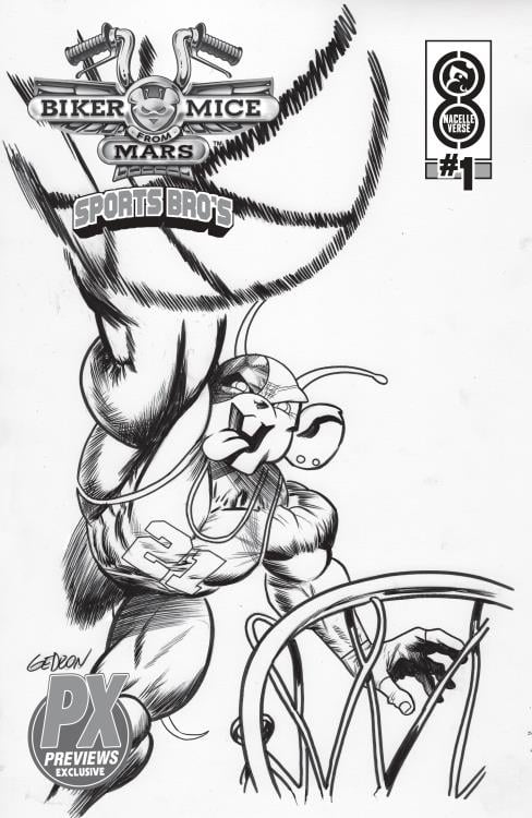 Biker Mice from Mars Sports Bros Slam Dunk Vinnie (Black & White Ver.) PX Previews Exclusive Limited Edition Action Figure Gallery Image 5