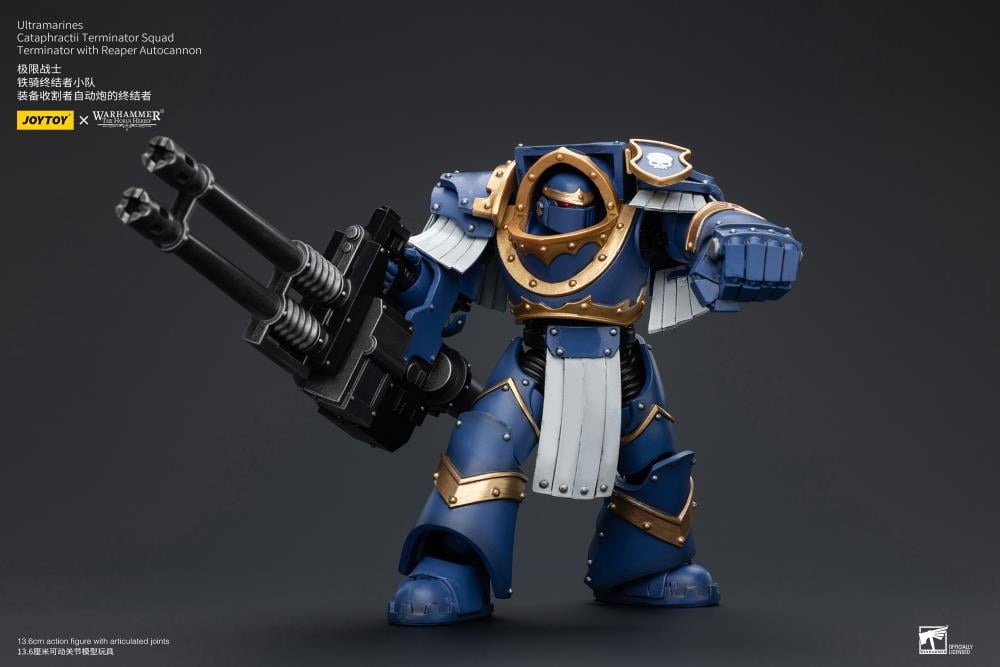 Warhammer: The Horus Heresy Ultramarines Cataphractii Terminator Squad Terminator with Reaper Autocannon 1/18 Scale Action Figure Gallery Image 8