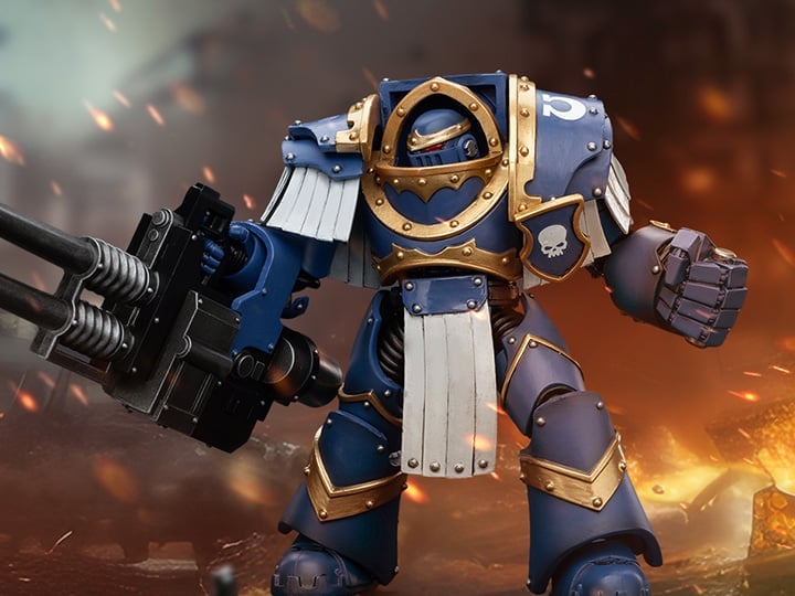 Warhammer: The Horus Heresy Ultramarines Cataphractii Terminator Squad Terminator with Reaper Autocannon 1/18 Scale Action Figure Gallery Image 1