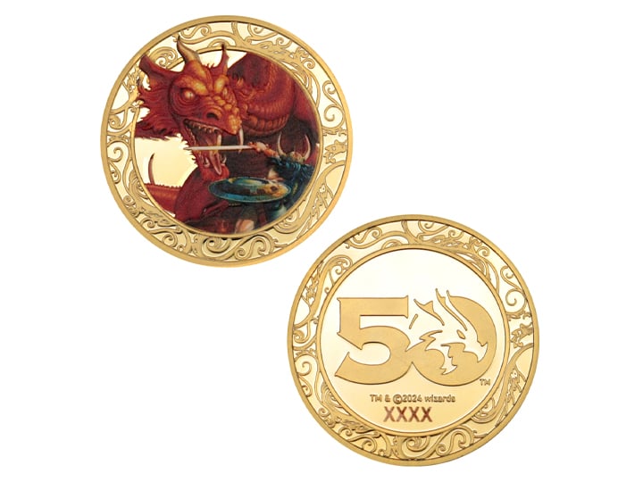 Dungeons & Dragons 50th Anniversary 24K Gold Plated Limited Edition Coin Gallery Image 1