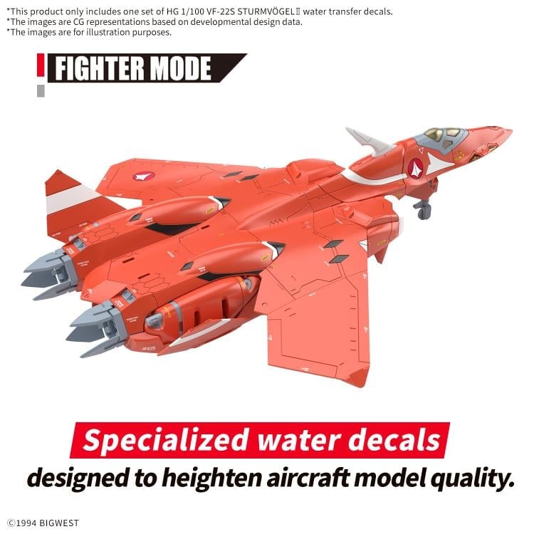 Macross 7 HG Maximilian Jenius' VF-22S Sturmvogel II 1/100 Scale Water Slide Decal Sheet Gallery Image 5