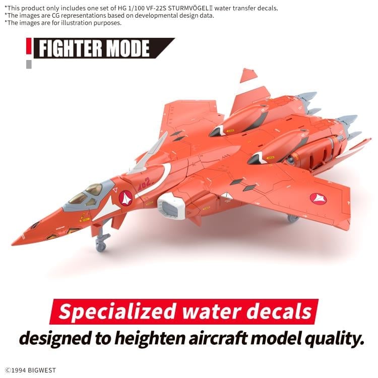 Macross 7 HG Maximilian Jenius' VF-22S Sturmvogel II 1/100 Scale Water Slide Decal Sheet Gallery Image 4
