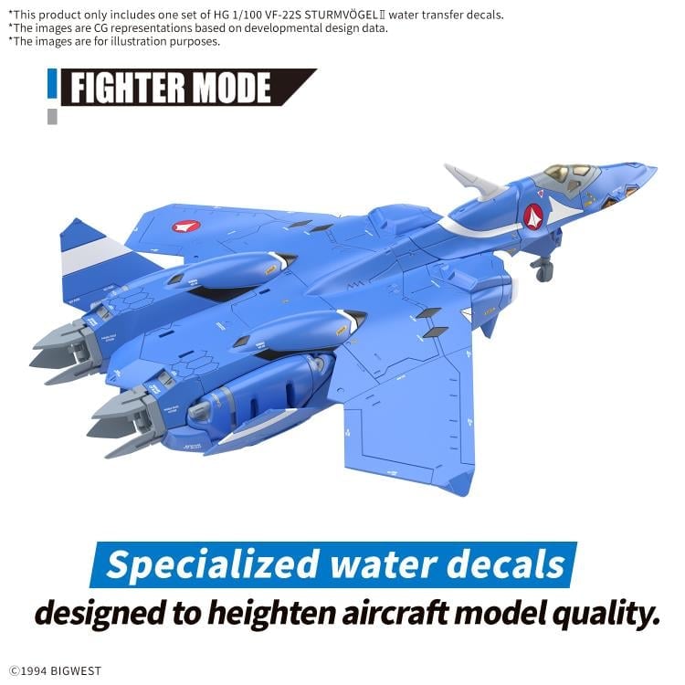 Macross 7 HG Maximilian Jenius' VF-22S Sturmvogel II 1/100 Scale Water Slide Decal Sheet Gallery Image 6