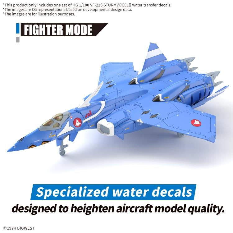 Macross 7 HG Maximilian Jenius' VF-22S Sturmvogel II 1/100 Scale Water Slide Decal Sheet Gallery Image 3
