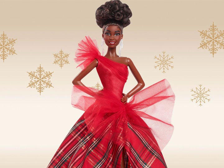 Barbie 2024 Holiday Barbie Doll (Curly Black Hair) Gallery Image 1