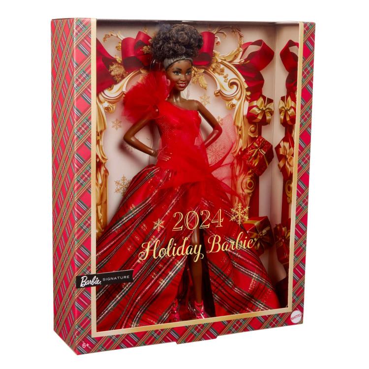 Barbie 2024 Holiday Barbie Doll (Curly Black Hair) Gallery Image 12
