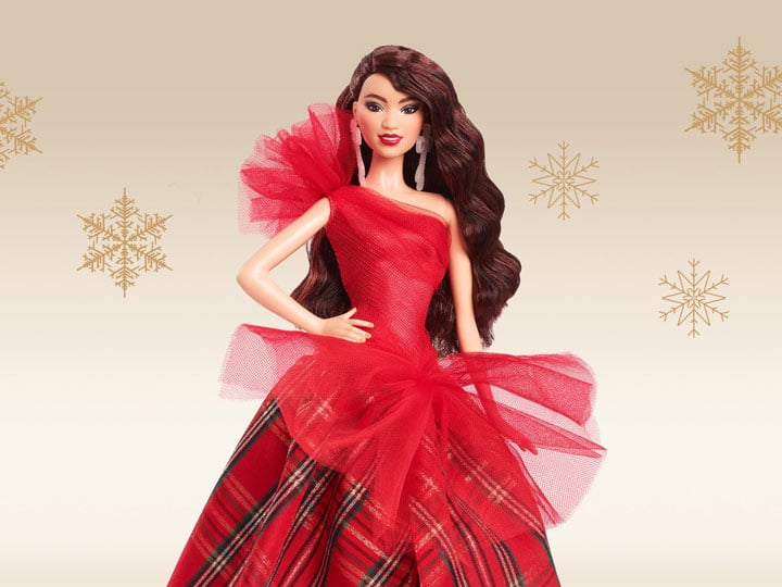 Barbie 2024 Holiday Barbie Doll (Wavy Brunette Hair) Gallery Image 1
