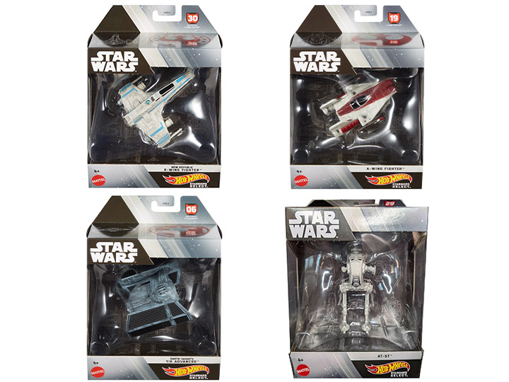 Star Wars Hot Wheels Starships Select Best of Mix 4 (2024 Ver.) Set of 4 Starships Gallery Image 1