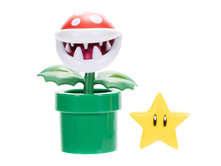 World of Nintendo Piranha Plant with Super Star 4-Inch Scale Figure Gallery Image 1